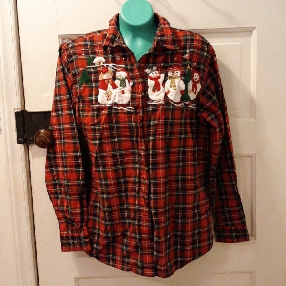 medium plaid snowmen Christmas Victoria Jones